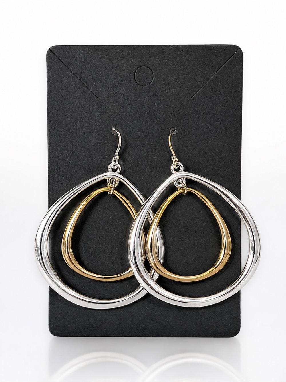 Two-Tone Silver and Gold Double Teardrop Earrings